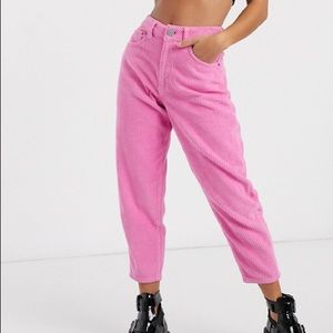 ASOS balloon leg boyfriend jeans in pink corduroy